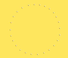 Circle frame background with white dots - flat lay