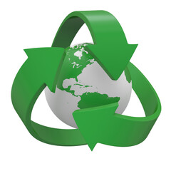 Recycle Symbol with Globe world