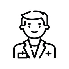 Cute Male Doctor line icon