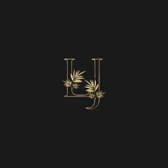 Classic Vintage Nature Outline Initial Letter L, J, LJ logo icon.