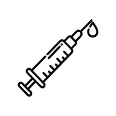 Syringe Injection with Vaccine line icon