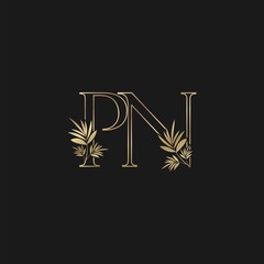 Classic Vintage Nature Outline Initial Letter P, N, PN logo icon.