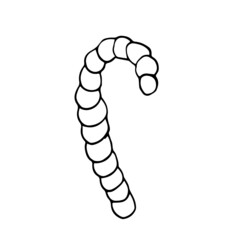 Candy cane vector illustration. Hand drawn Christmas candy illustration. Christmas lollypop stick. Clip art isolated on white background. 