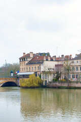 Metz, FRANCE - April 1, 2018: Street view of downtown in Metz, France