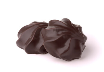 Two dark chocolate coated cookies