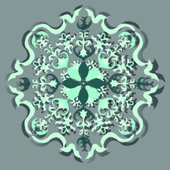 Blue and teal floral pattern on the gray background