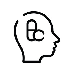human head with a capsule line icon