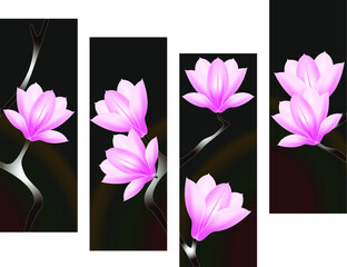 Horizontal seamless pattern with magnolia flowers.