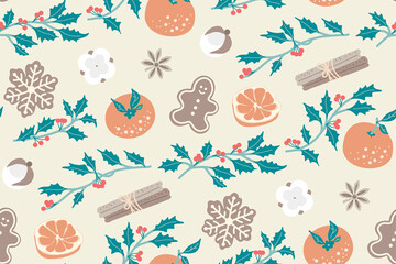 Christmas seamless pattern. Winter holidays.