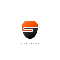 Initial Letter S Logo Abstract Techno Shield Vector Design