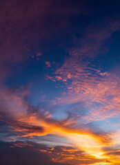 sunset in the evening sky on twilight vertical 