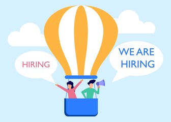 Fototapeta premium Illustration vector graphic cartoon character of we are hiring