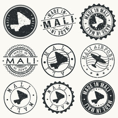 Mali Set of Stamps. Travel Stamp. Made In Product. Design Seals Old Style Insignia.
