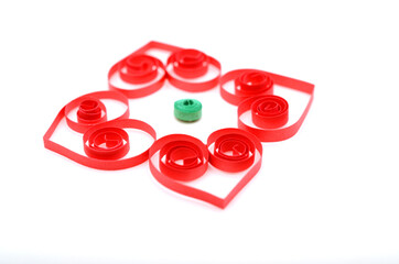 Red heart of paper quilling for Valentine's day