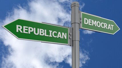 Republican and Democrat signpost