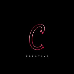 Initial Letter C line Logo Icon Abstract Techno Vector Design