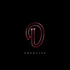 Initial Letter D line Logo Icon Abstract Techno Vector Design