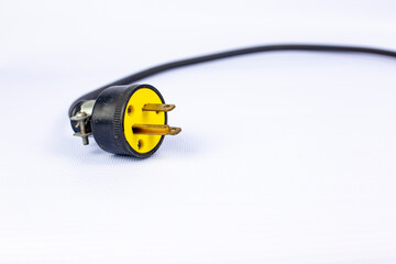 black electric plug isolated on white background with clipping path