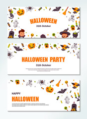 Set of Halloween horizontal banners. Space for text. Vector illustration
