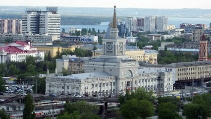 Fototapeta na wymiar view of the railway station of the city of Volgograd Russia