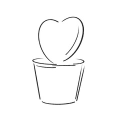 Cactus heart line art black and white
