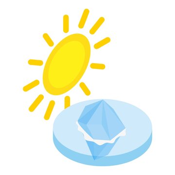 Melting iceberg icon. Isometric illustration of melting iceberg vector icon for web