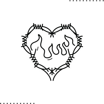 recommend clip art: barbed wire heart vector icon in outlines