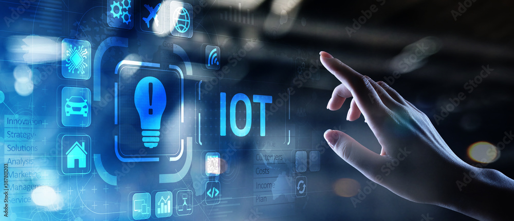 Aufkleber iot internet of things digital transformation modern technology concept on virtual screen.