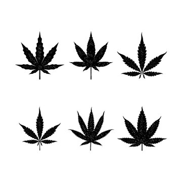 Vintage Retro Rustic Silhouette Cbd Cannabis Marijuana Hemp Leaf Logo Design