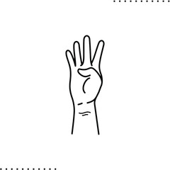 four finger counting vector icon in outlines