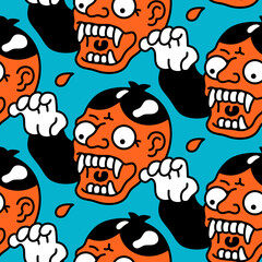 Seamless pattern of creepy vampires heads
