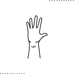 finger gesture, five fingers vector icon in outlines