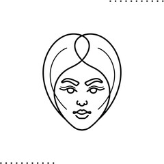 woman face vector icon in outlines