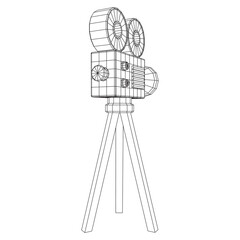 Fototapeta premium Polygonal camera projector. Movie time. Show film cinema festival concept.