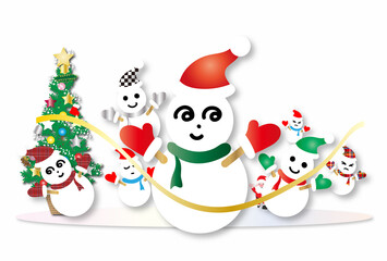クリスマス　雪だるまの　かけっこ