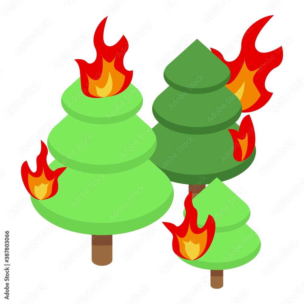 Poster forest in fire icon. isometric of forest in fire vector icon for web design isolated on white backgr
