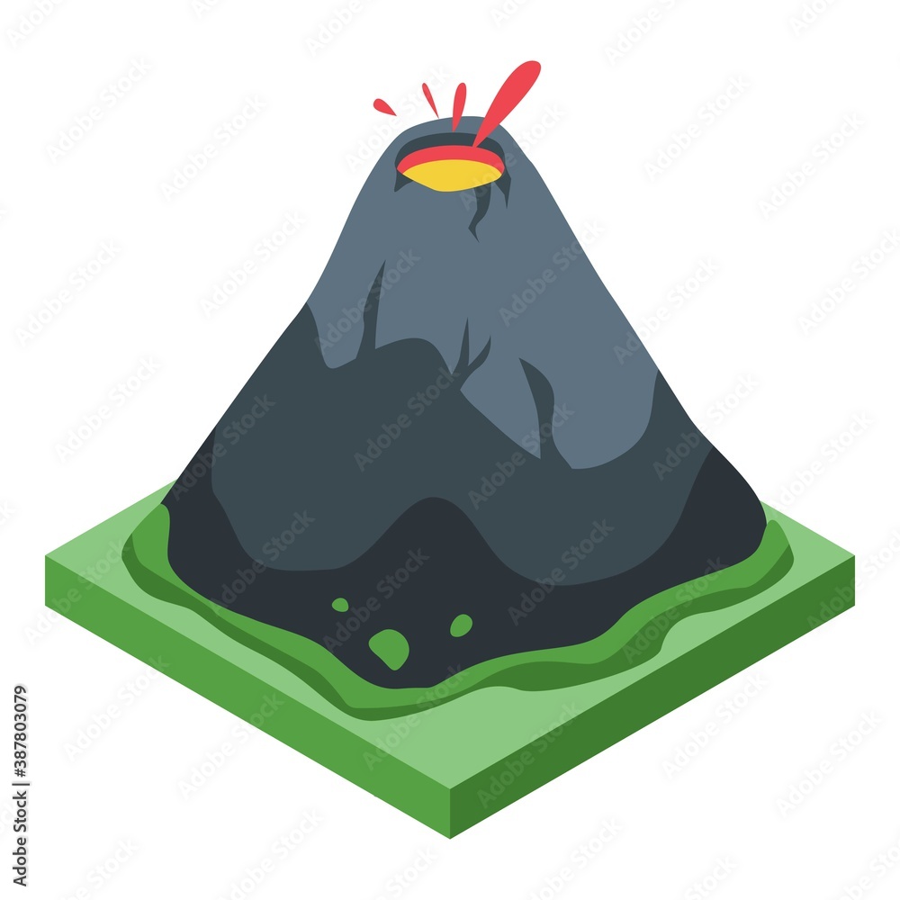 Poster volcano eruption icon. isometric of volcano eruption vector icon for web design isolated on white ba