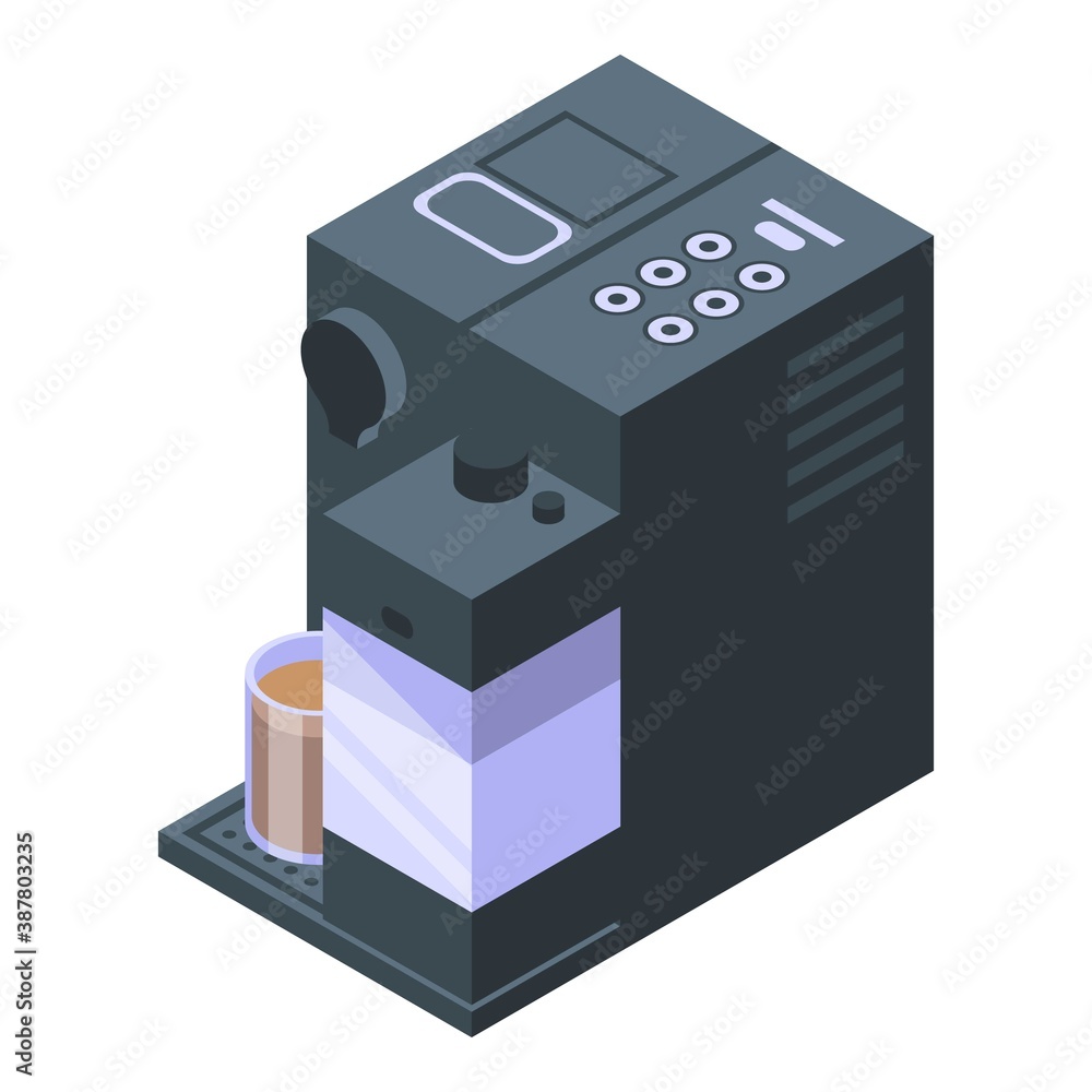 Poster coffee machine icon. isometric of coffee machine vector icon for web design isolated on white backgr