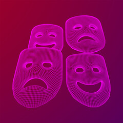 Theatrical masks tragedy and comedy character