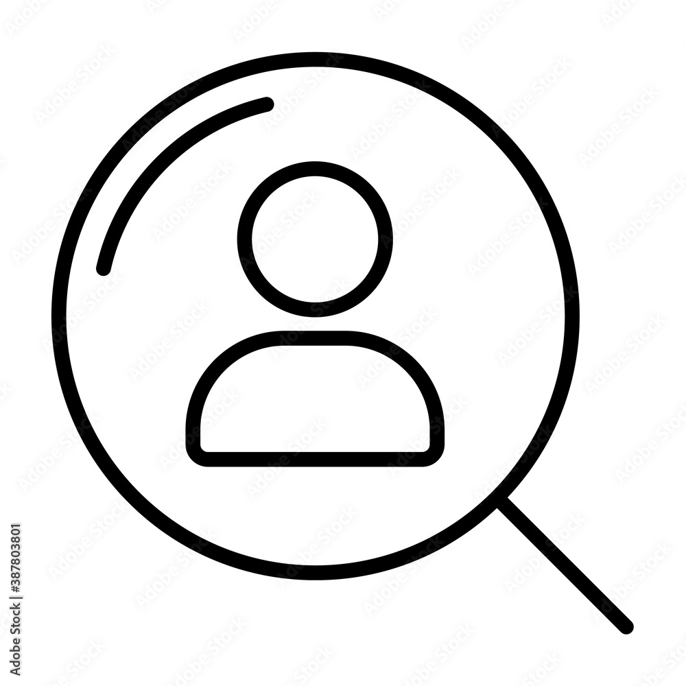 Poster business people outline vector icon isolated on white. search for an employee icon for web and ui de