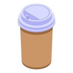 Coffee plastic cup icon. Isometric of coffee plastic cup vector icon for web design isolated on white background