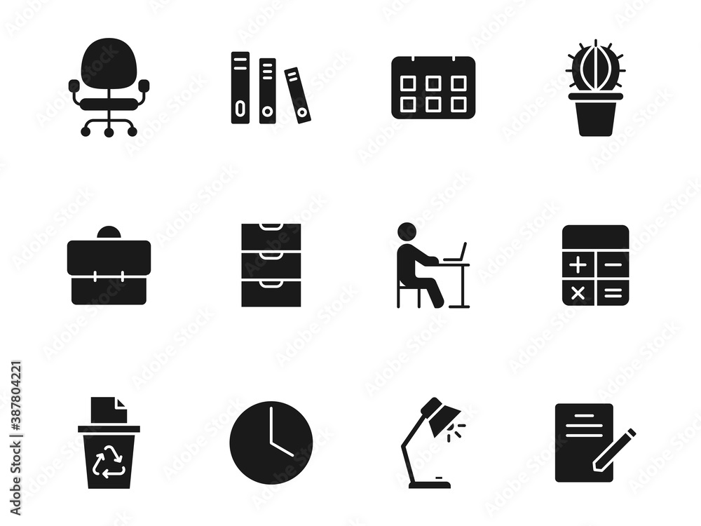 Poster workspace silhouette vector icons isolated on white. workspace icon set for web, mobile apps, ui des