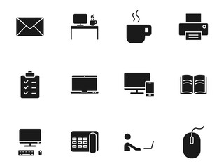 workspace silhouette vector icons isolated on white. workspace icon set for web, mobile apps, ui design and print