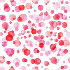 Watercolor hand painted red orange and pink circles collection on white.