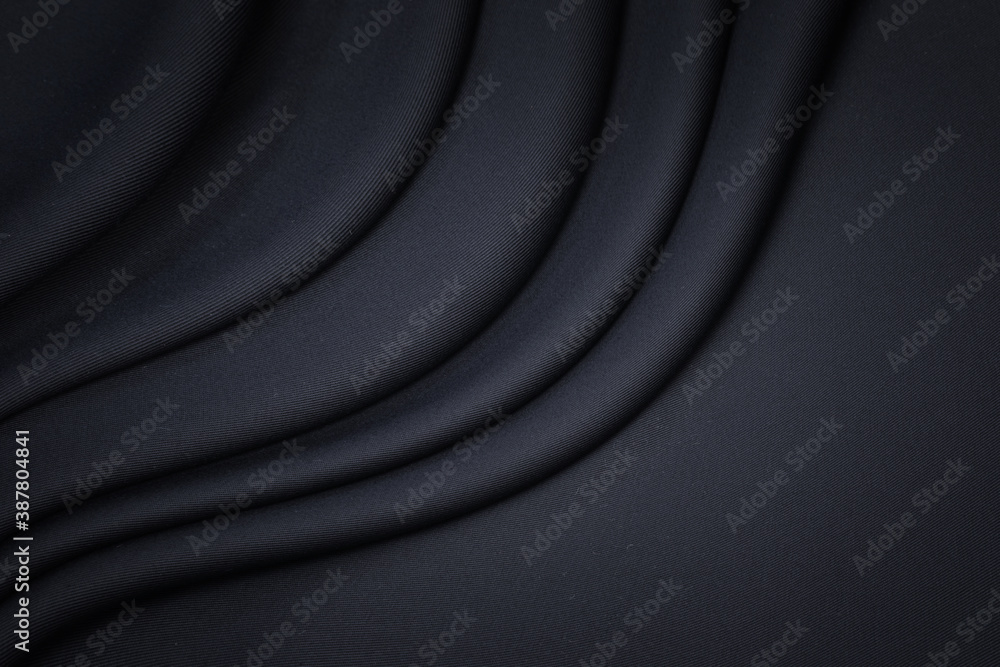 Wall mural black fabric texture background. blank luxury cotton textile and material.