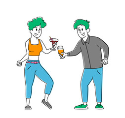 Happy People Drink on Party Concept. Office Workers or Friends Joy, Cheerful Corporate Employees Clinking Glasses