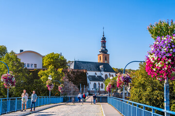 Alte Brücke mit Blick auf die Schlosskirche, Saarbrücken, 
