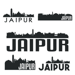 Naklejka premium Jaipur India Flat Icon Skyline Vector Silhouette Design Set Logo.