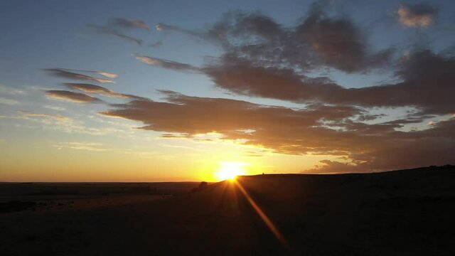 paning cinematic shot of African sunset