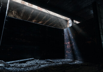 abandoned bomb shelter after the bombing in Ukraine